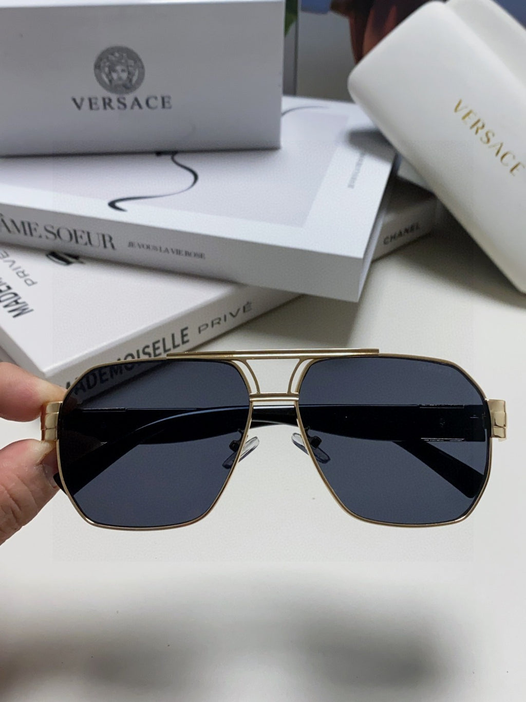 Versace Metal Square Blue Lens Sunglasses for Men & Women - 416359 - detail image 3