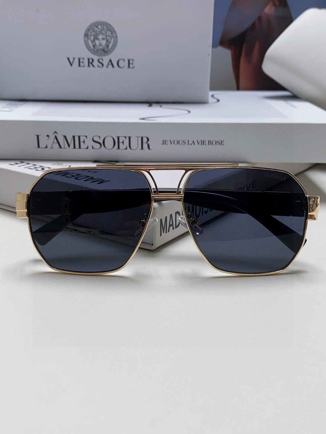 Versace Metal Square Blue Lens Sunglasses for Men & Women - 449847 - detail image 6