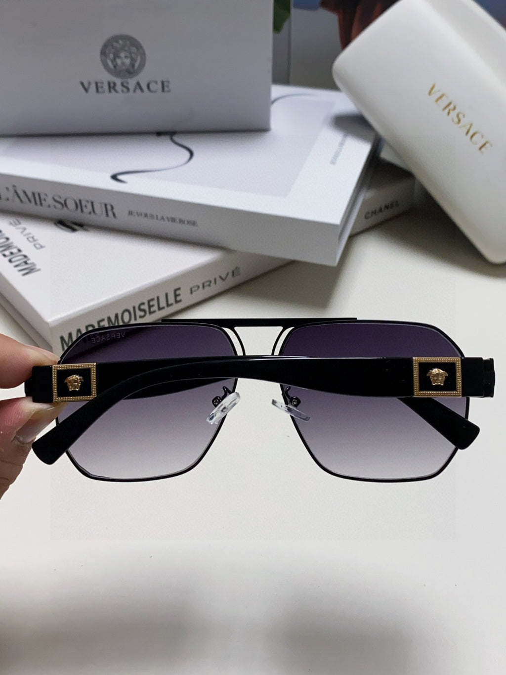 Versace Metal Square Gray Lens Sunglasses for Men & Women - detail image 3