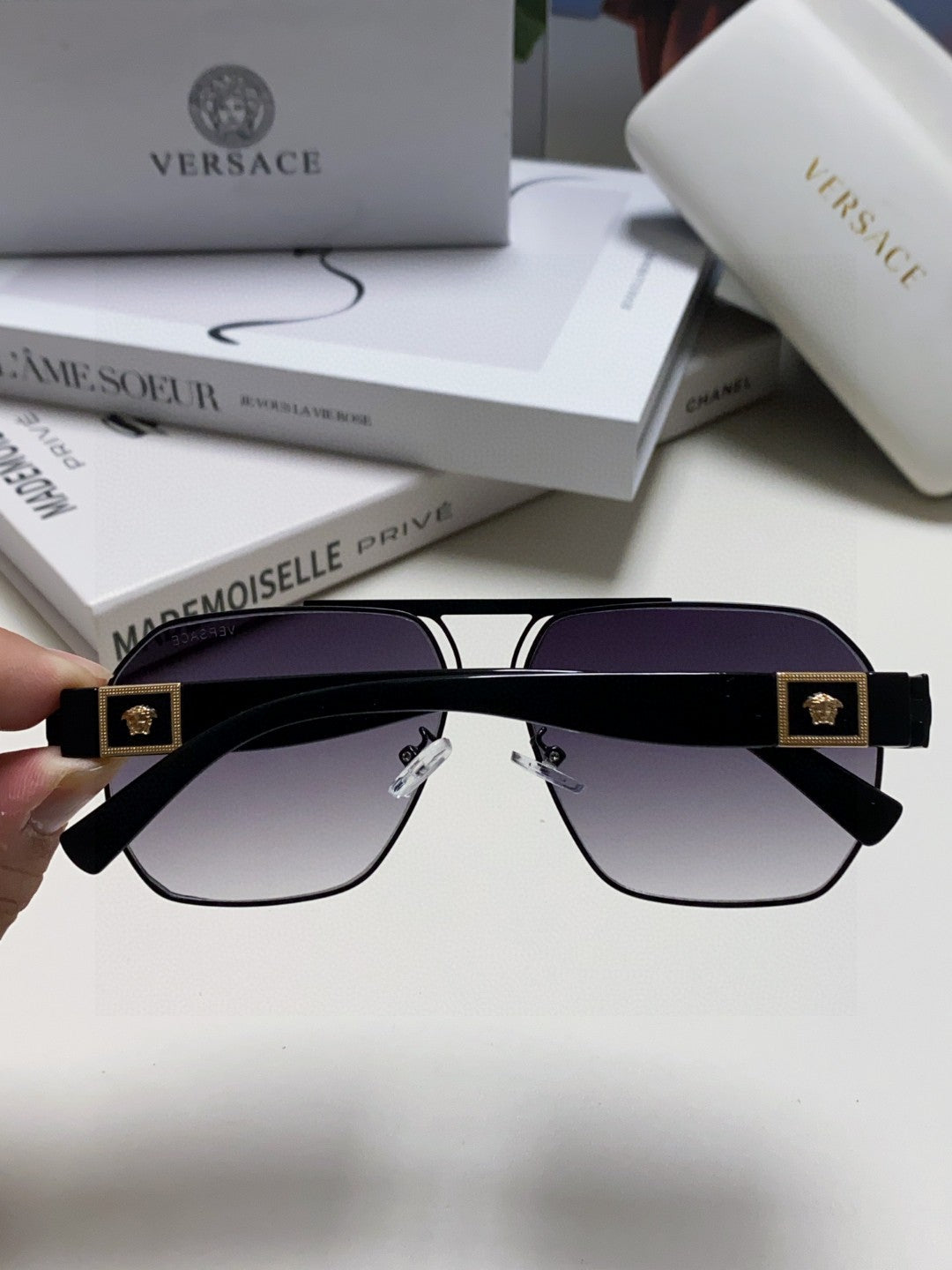 Versace Metal Square Gray Lens Sunglasses for Men & Women - detail image 3