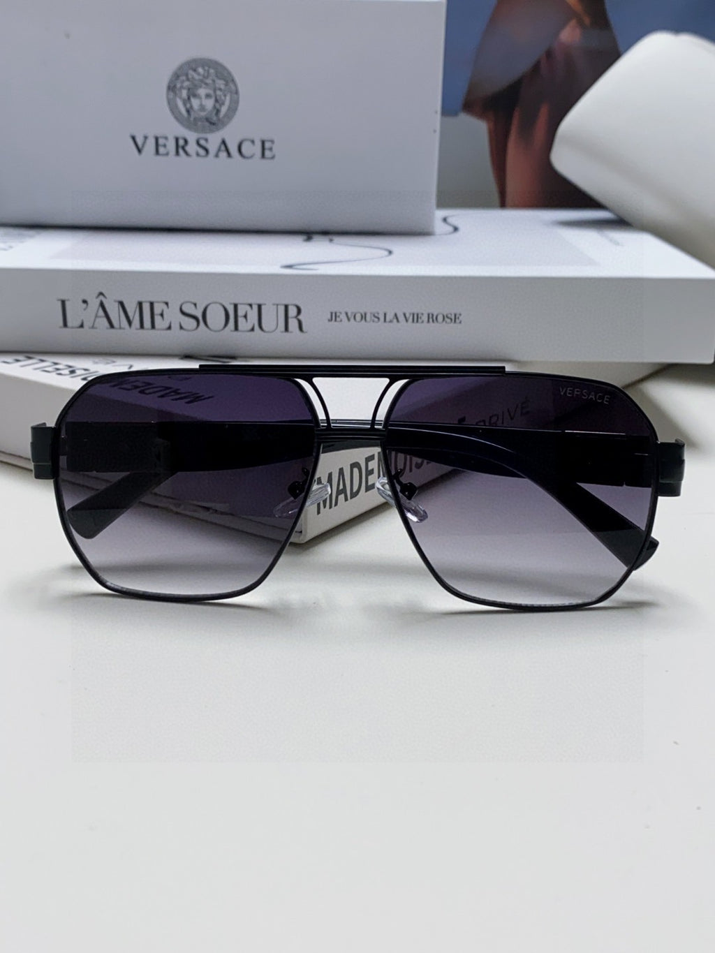 Versace Metal Square Gray Lens Sunglasses for Men & Women - detail image 5
