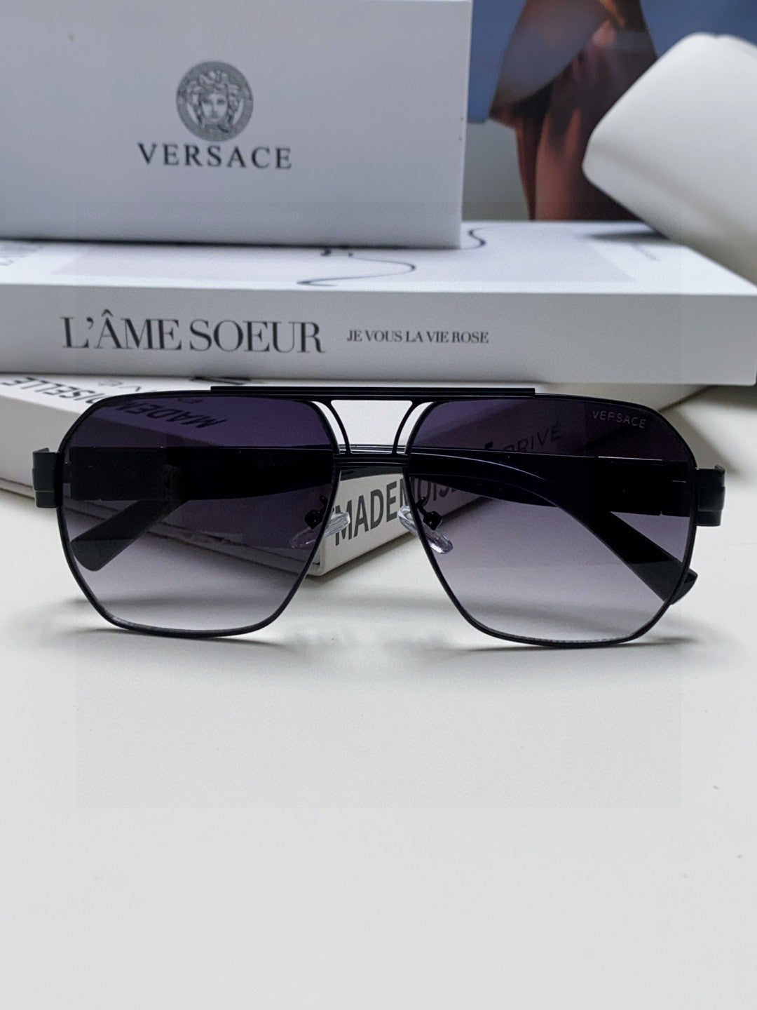 Versace Metal Square Gray Lens Sunglasses for Men & Women - 416360 - detail image 5