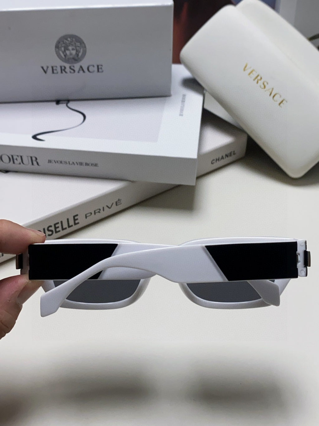 Versace 0VE4465F Rectangular Black Lens Sunglasses for Men & Women - 416352 - detail image 6