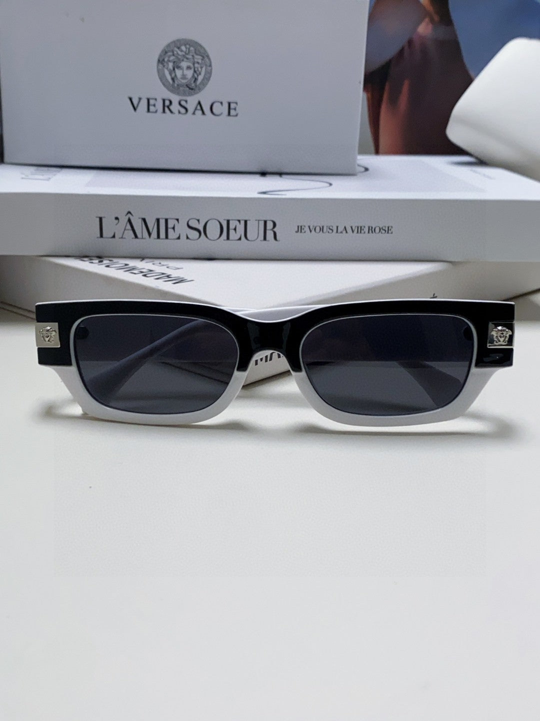 Versace 0VE4465F Rectangular Black Lens Sunglasses for Men & Women - 416352 - detail image 8