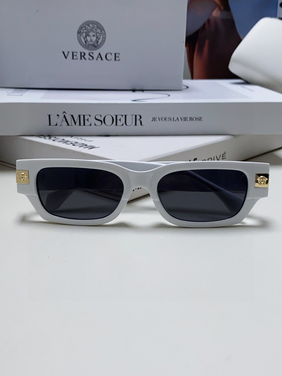 Versace 0VE4465F Rectangular Gray Lens Sunglasses for Men & Women