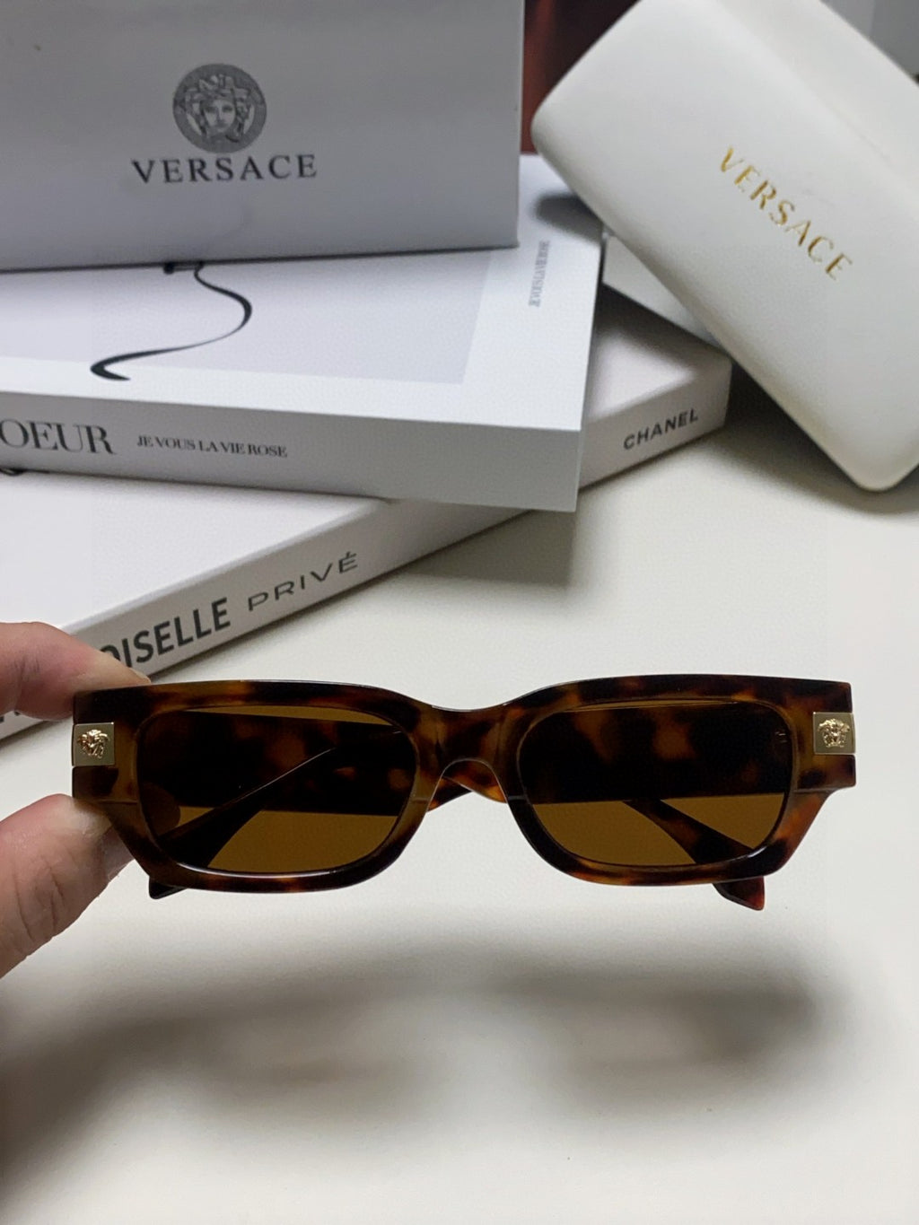 Versace 0VE4465F Rectangular Brown Lens Sunglasses for Men & Women - detail image 2