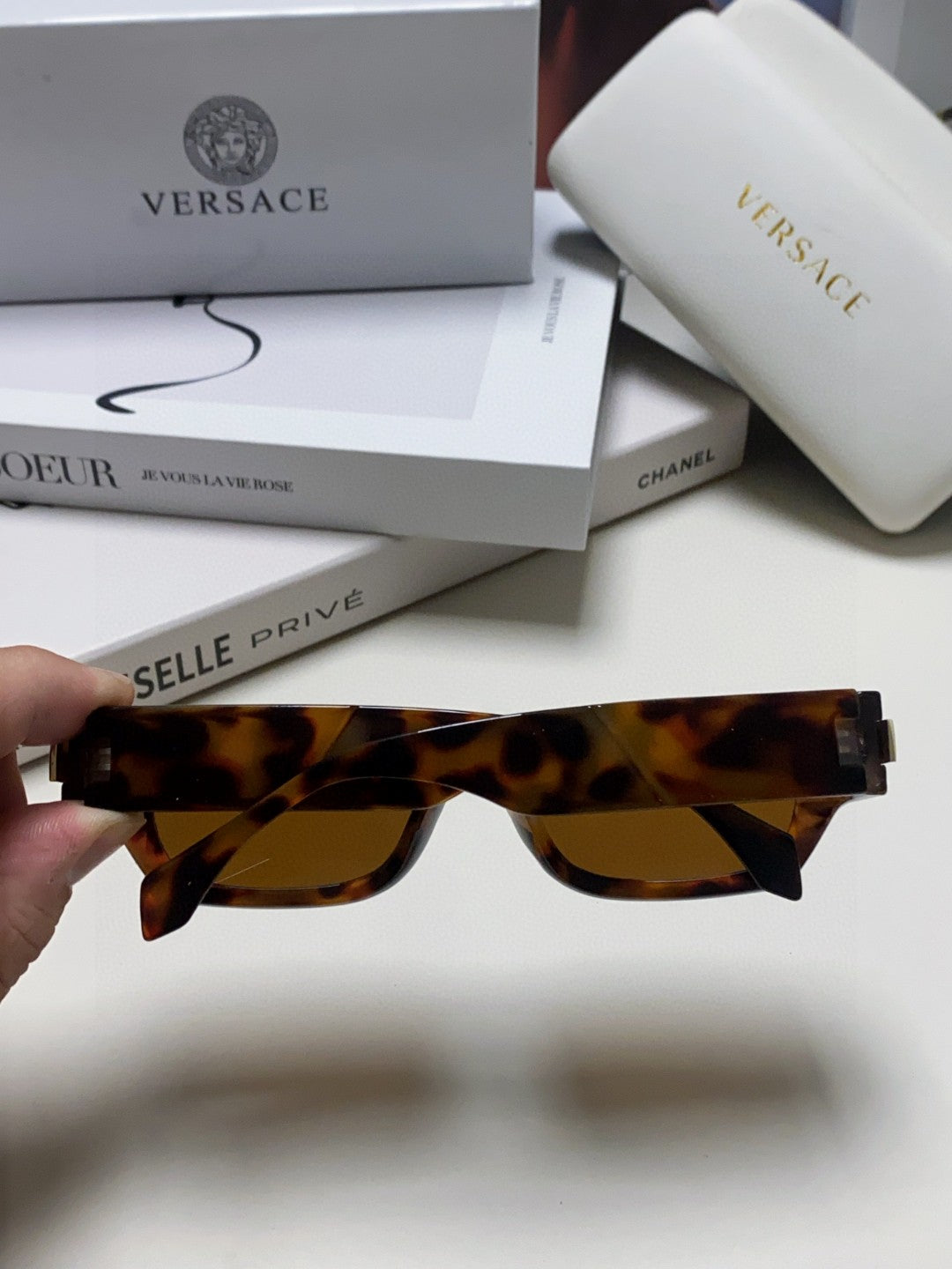 Versace 0VE4465F Rectangular Brown Lens Sunglasses for Men & Women - detail image 3