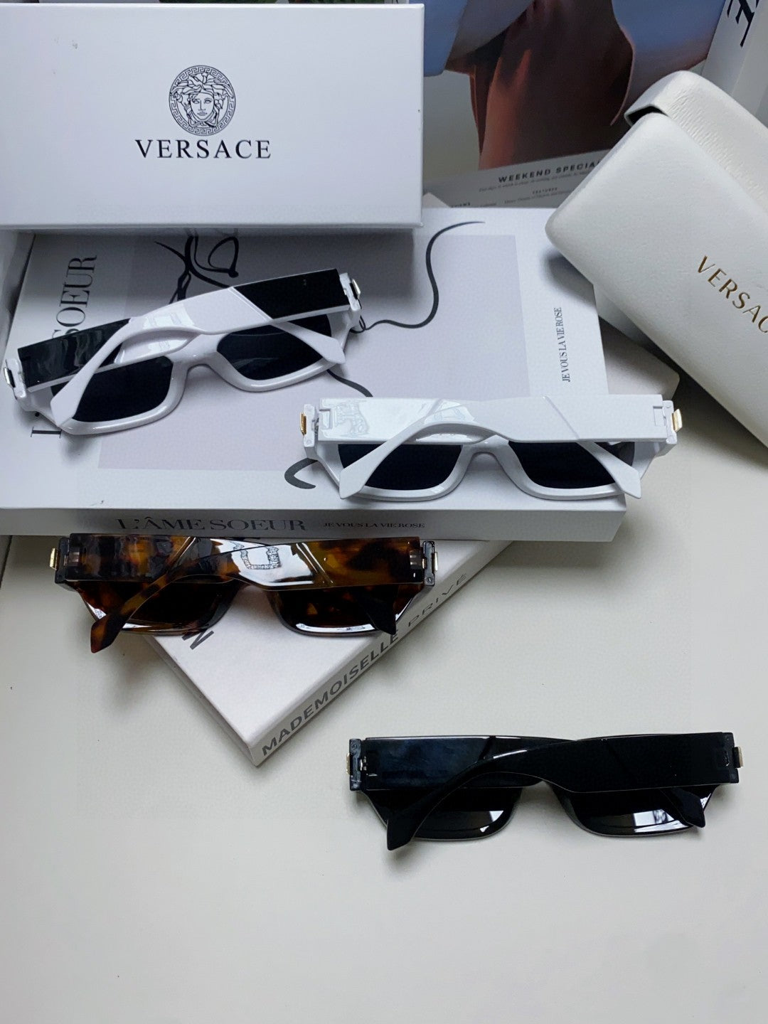 Versace 0VE4465F Rectangular Brown Lens Sunglasses for Men & Women - detail image 7