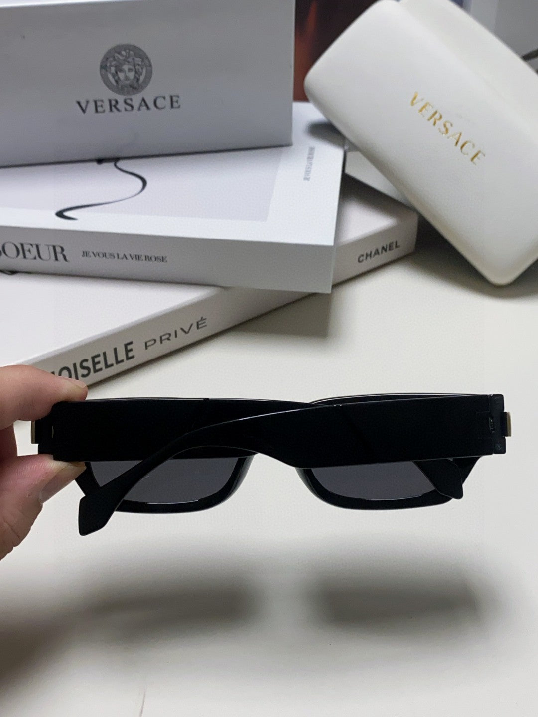 Versace 0VE4465F Rectangular Black Lens Sunglasses for Men & Women - detail image 6
