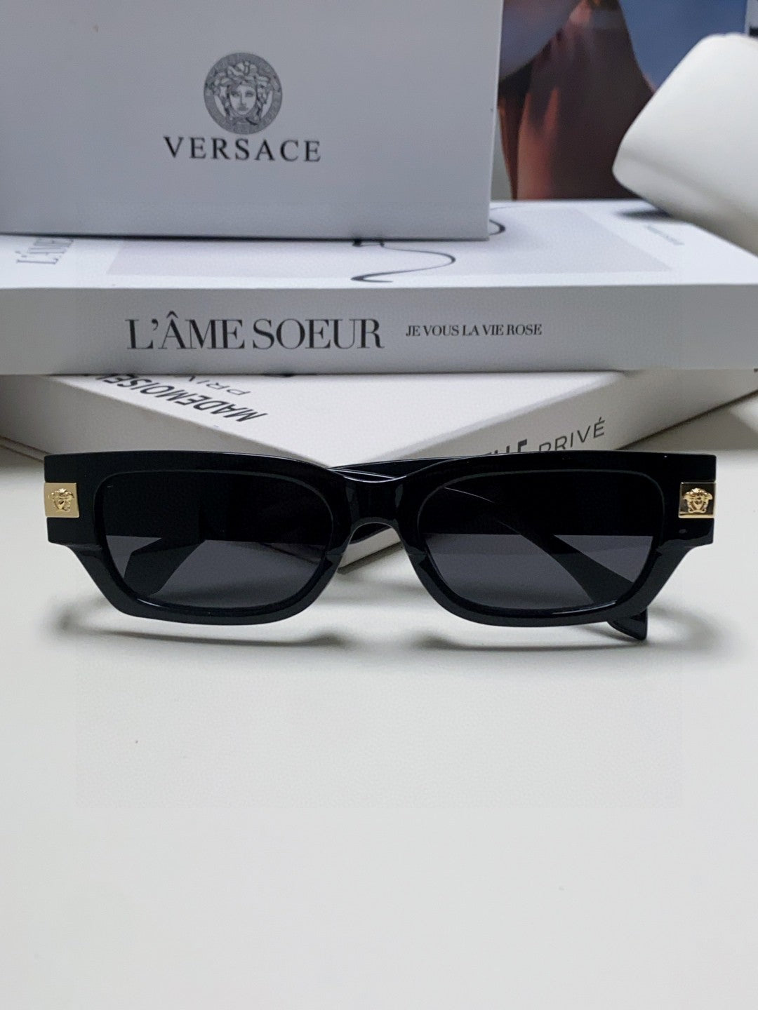 Versace 0VE4465F Rectangular Black Lens Sunglasses for Men & Women - detail image 8