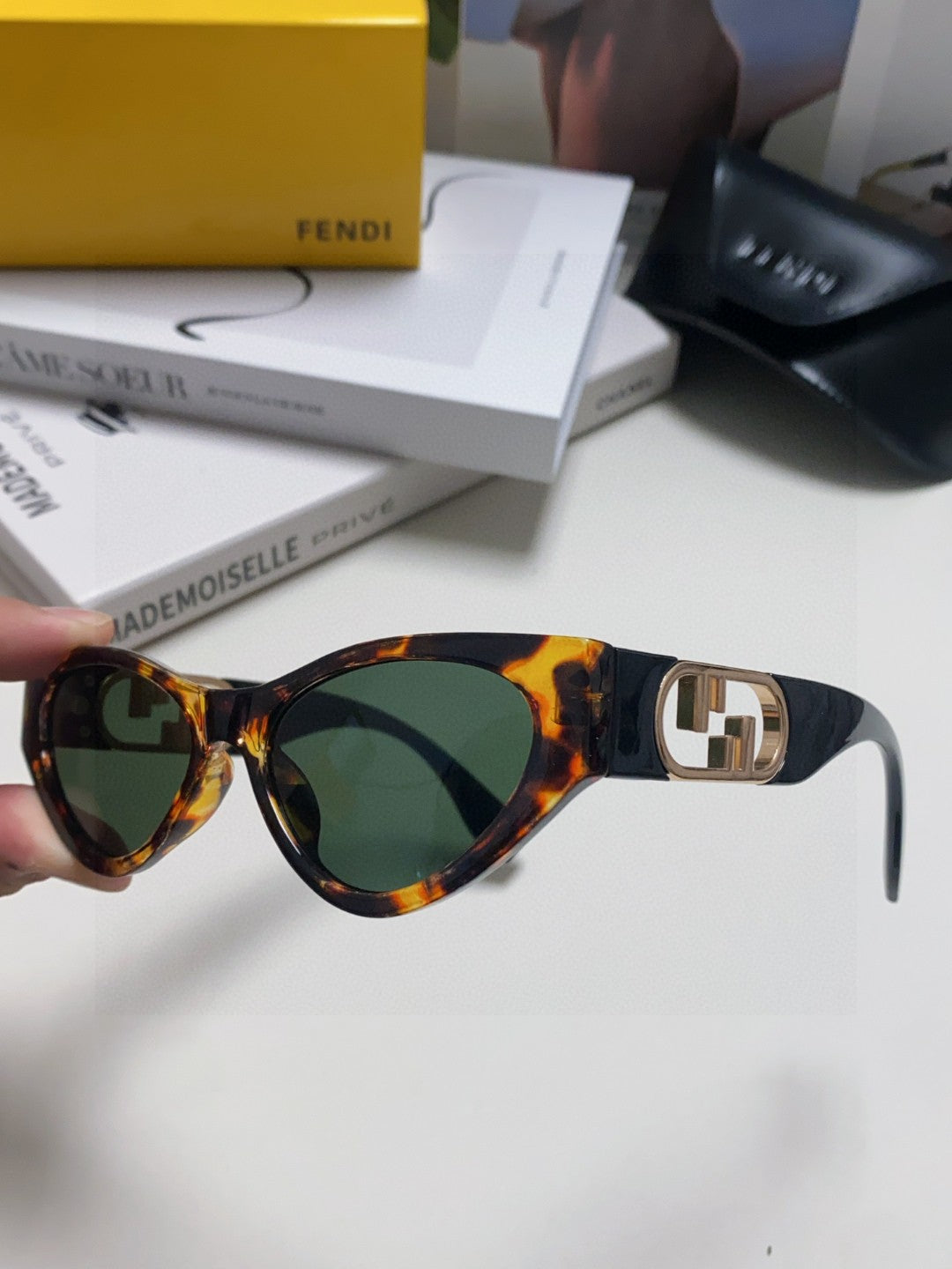 Fendi Metal Cat-Eye Gray Lens Sunglasses for Women - 449809 - detail image 5