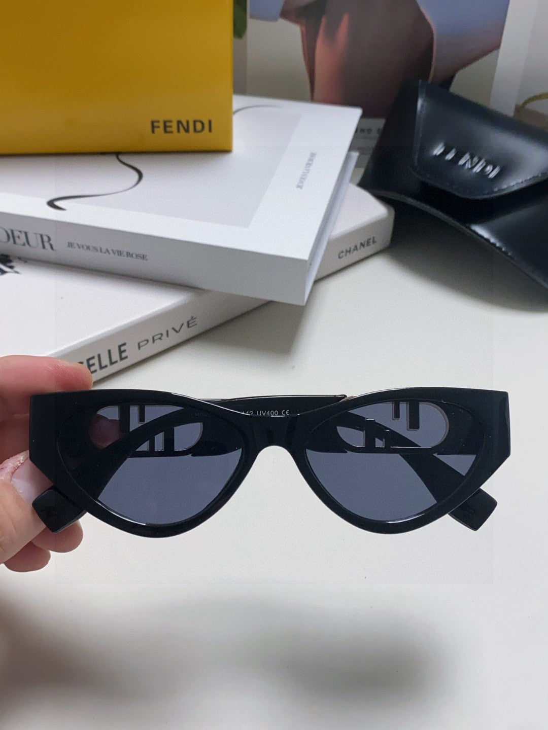 Fendi Metal Cat-Eye Blue Lens Sunglasses for Women - 449810 - detail image 3