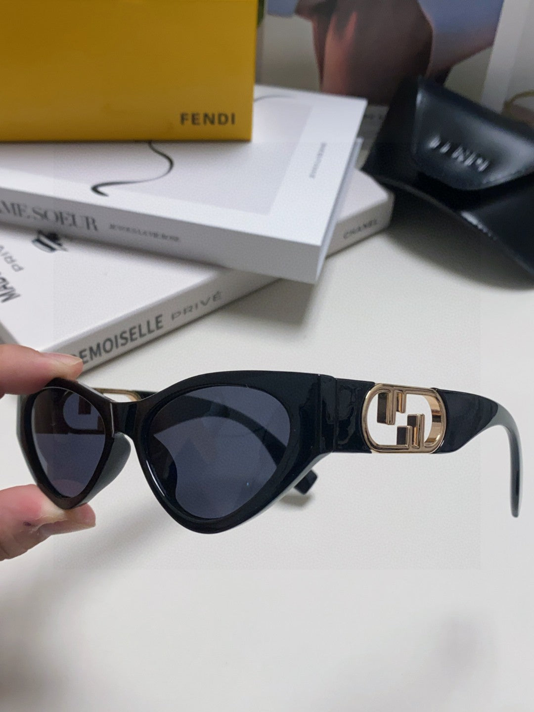 Fendi Metal Cat-Eye Blue Lens Sunglasses for Women - 416304 - detail image 5