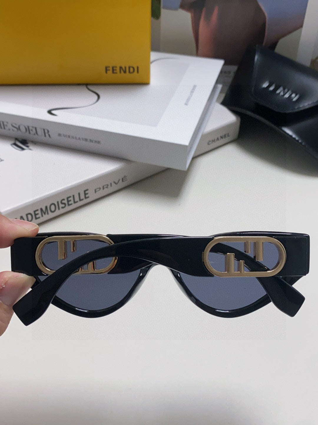 Fendi Metal Cat-Eye Blue Lens Sunglasses for Women - 416304 - detail image 4