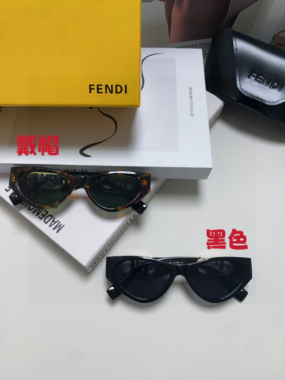 Fendi Metal Cat-Eye Blue Lens Sunglasses for Women - 449810 - detail image 9