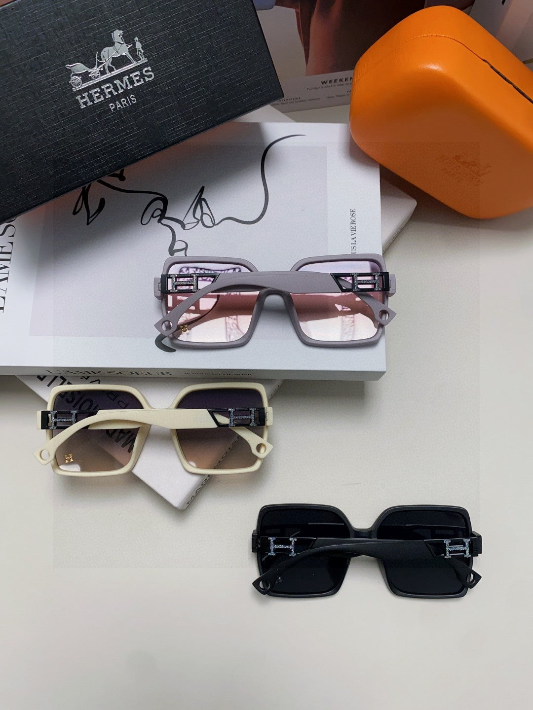 Hermès Square Gray Lens Sunglasses for Men & Women - 450011 - detail image 7
