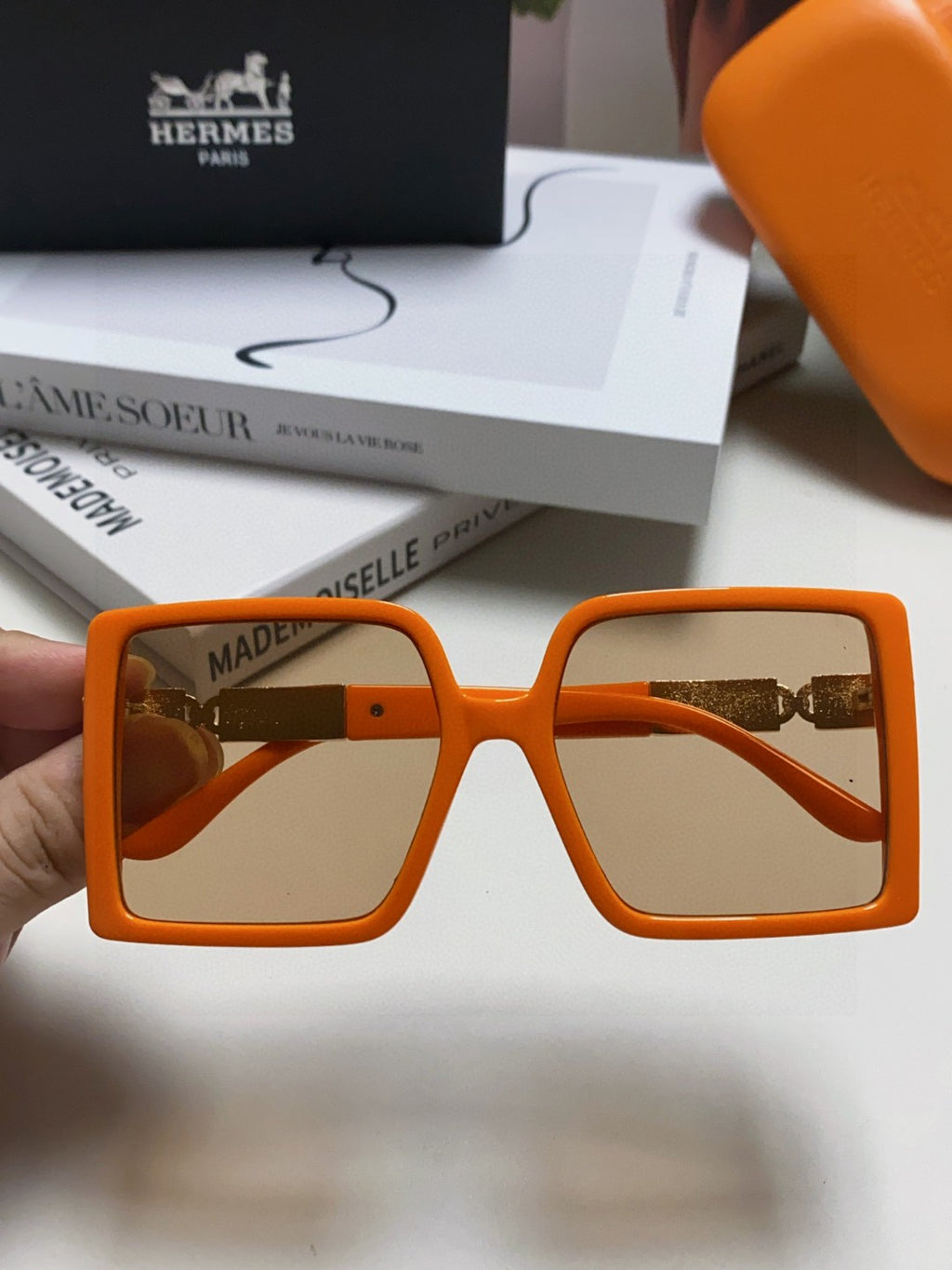 Hermès Square Brown Lens Sunglasses for Women - detail image 3