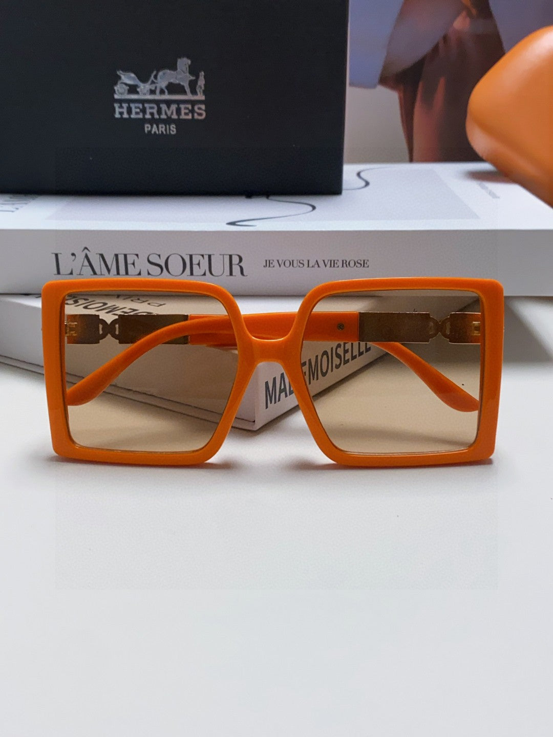 Hermès Square Brown Lens Sunglasses for Women - detail image 6