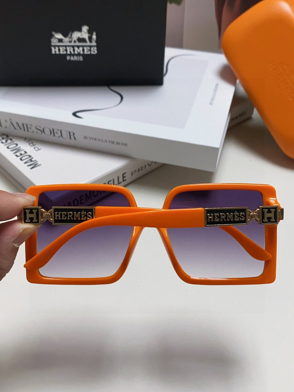 Hermès Square Red Lens Sunglasses for Women - 450015 - detail image 3