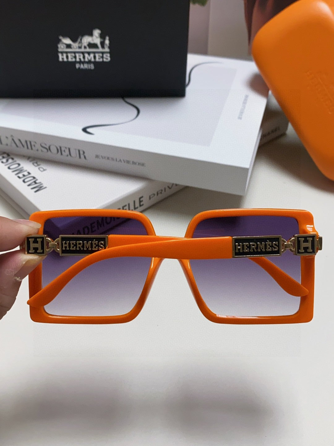 Hermès Square Red Lens Sunglasses for Women - 450015 - detail image 3