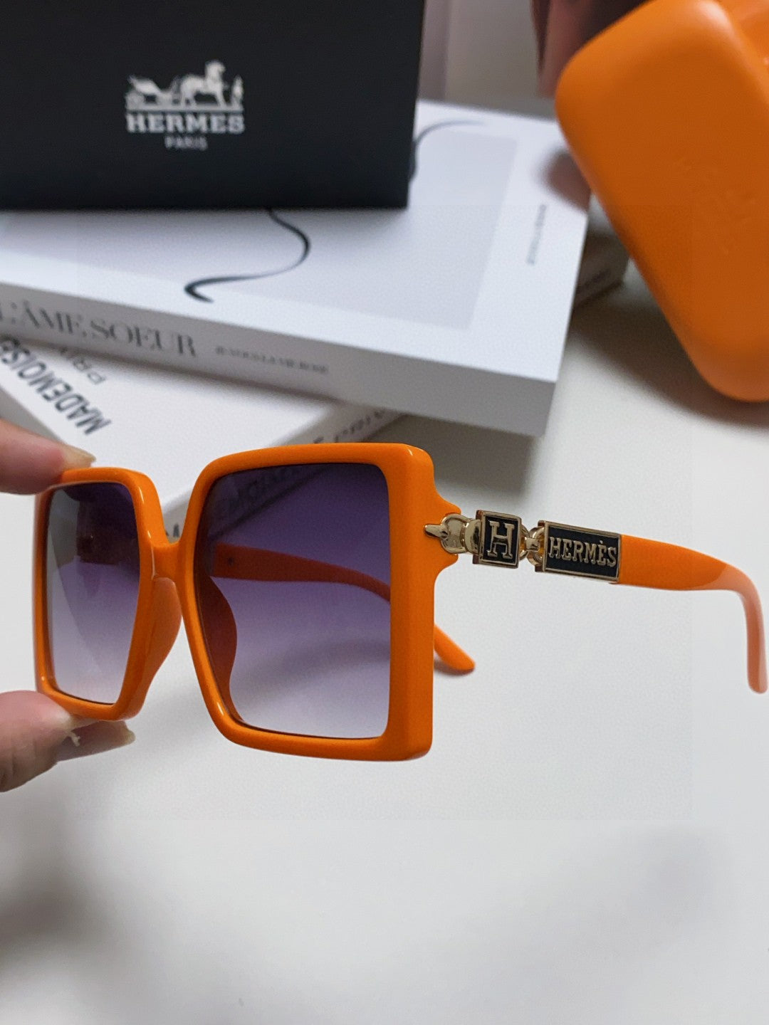 Hermès Square Red Lens Sunglasses for Women - 416515 - detail image 4