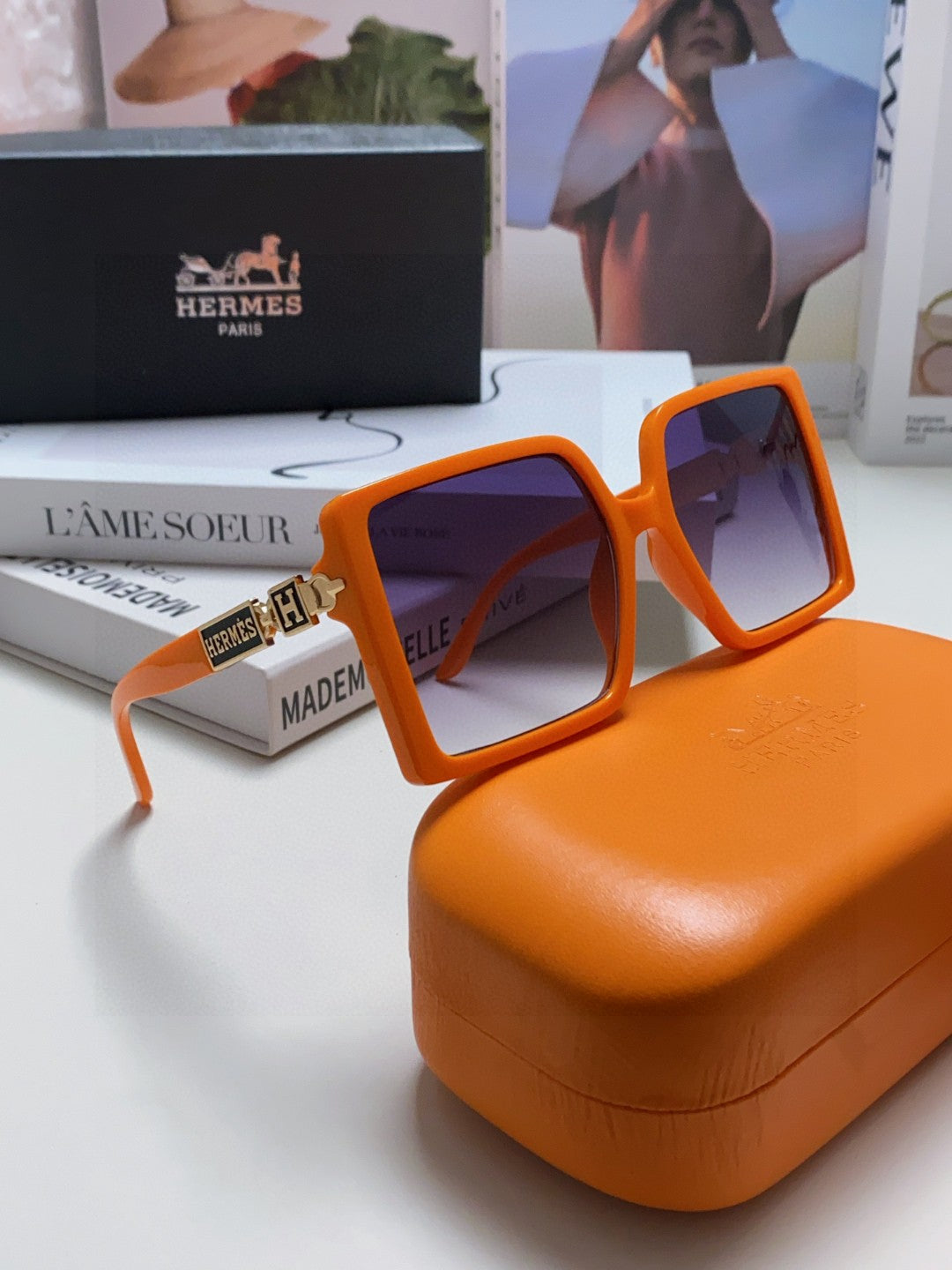 Hermès Square Red Lens Sunglasses for Women - 450015 - detail image 6