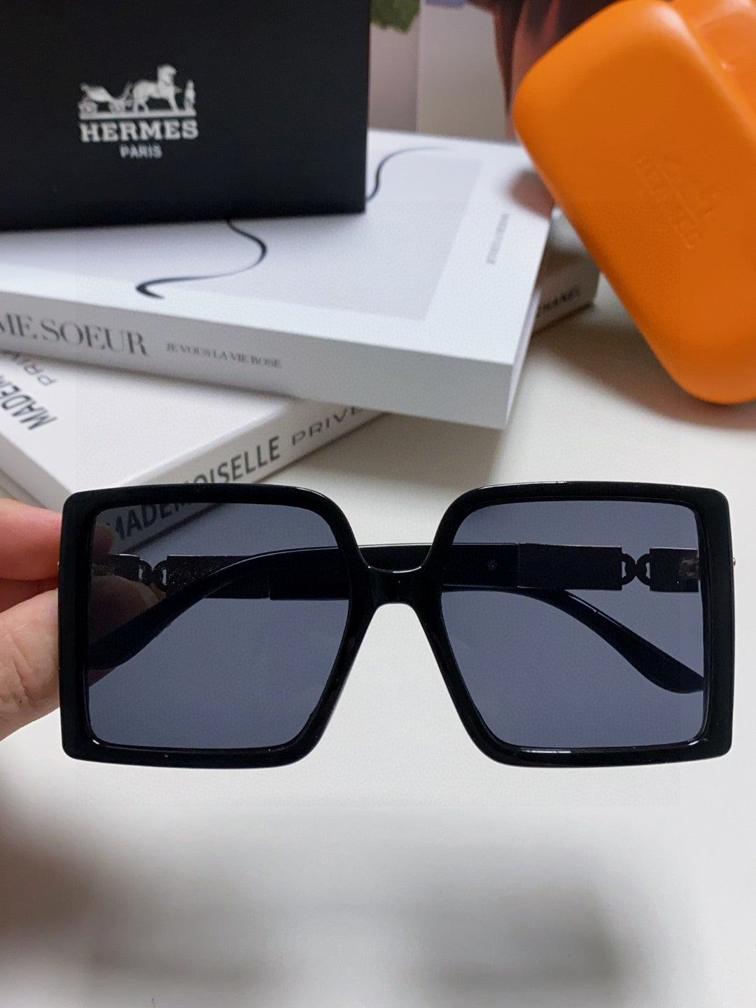 Hermès Square Black Lens Sunglasses for Women - detail image 2
