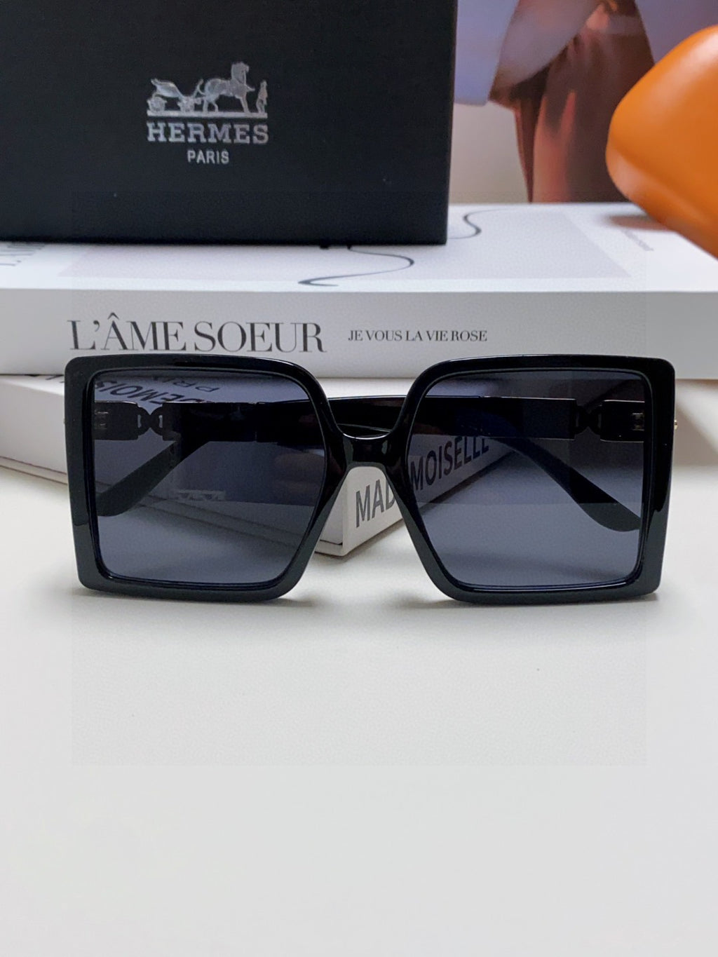 Hermès Square Black Lens Sunglasses for Women - detail image 5