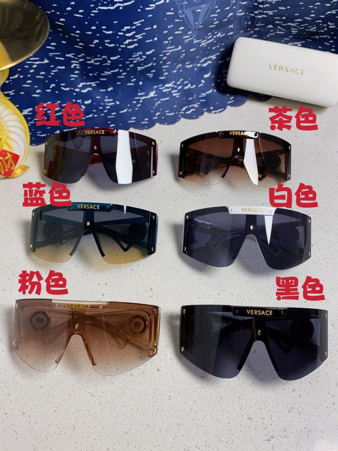 Versace Oversized Blue Lens Sunglasses for Men & Women - detail image 11