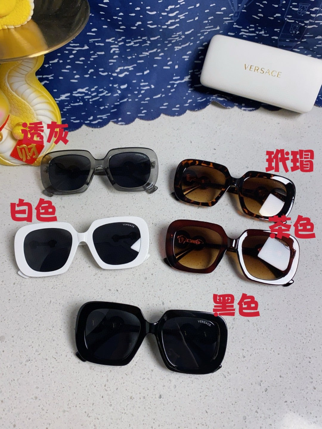 Versace Metal Square Blue Lens Sunglasses for Men & Women - detail image 12