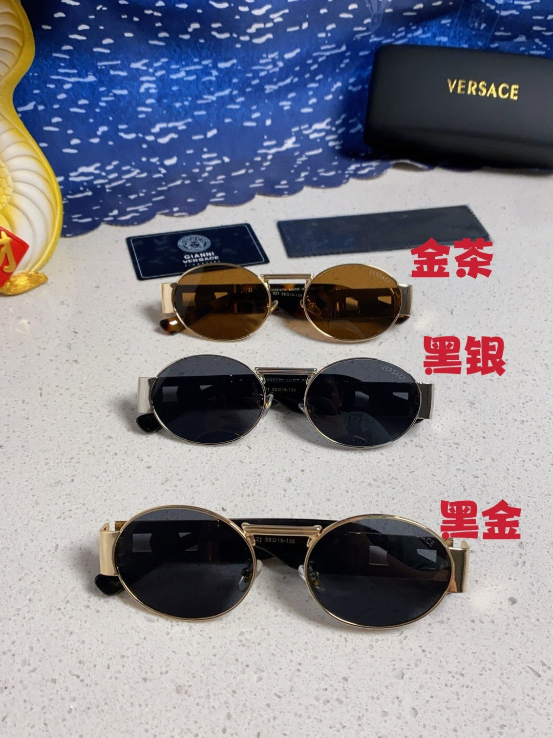 Versace Metal Oval Pink Lens Sunglasses for Men & Women - detail image 13