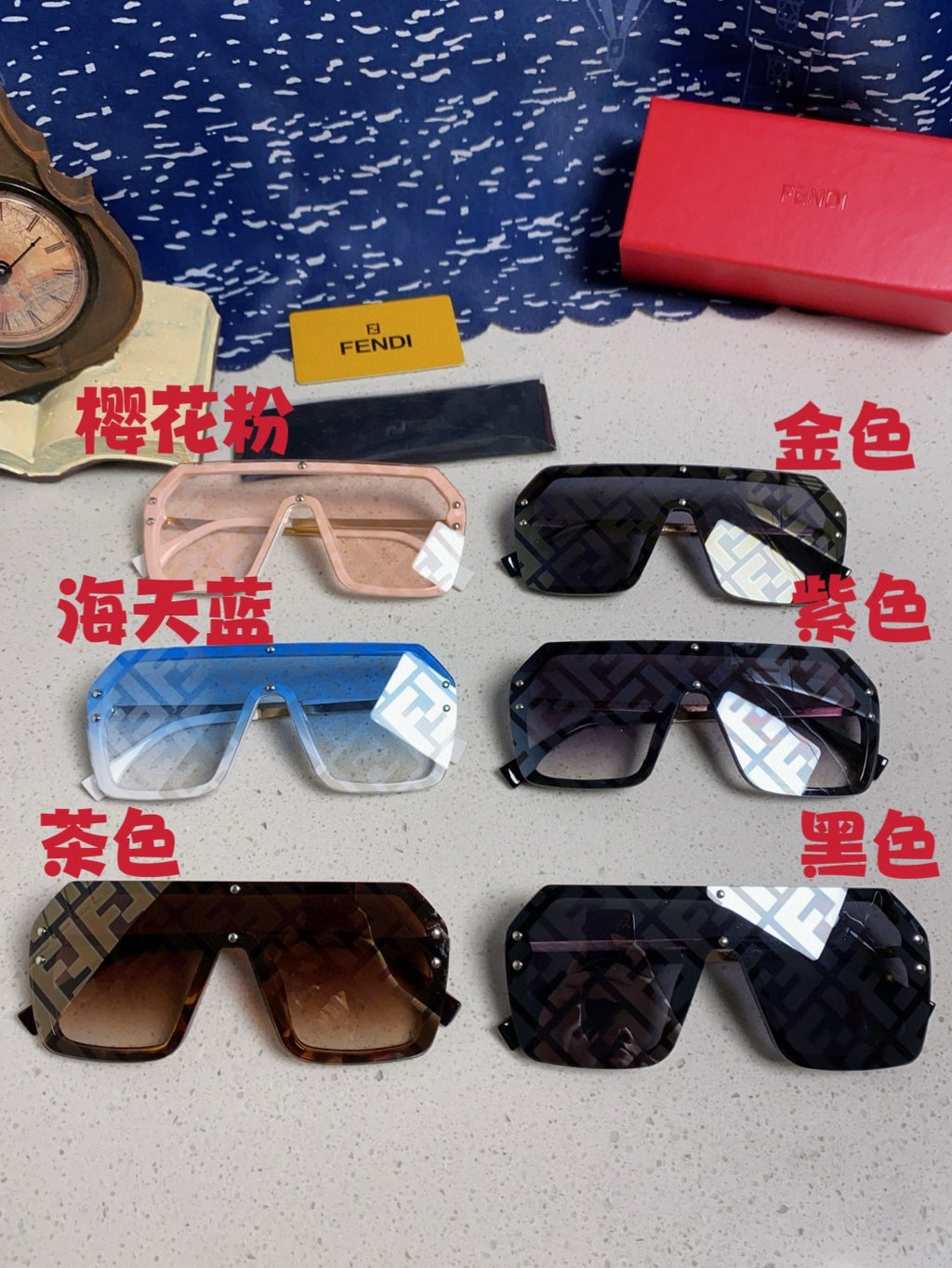 Fendi Lightweight Rimless Red Lens Sunglasses for Men & Women - detail image 10