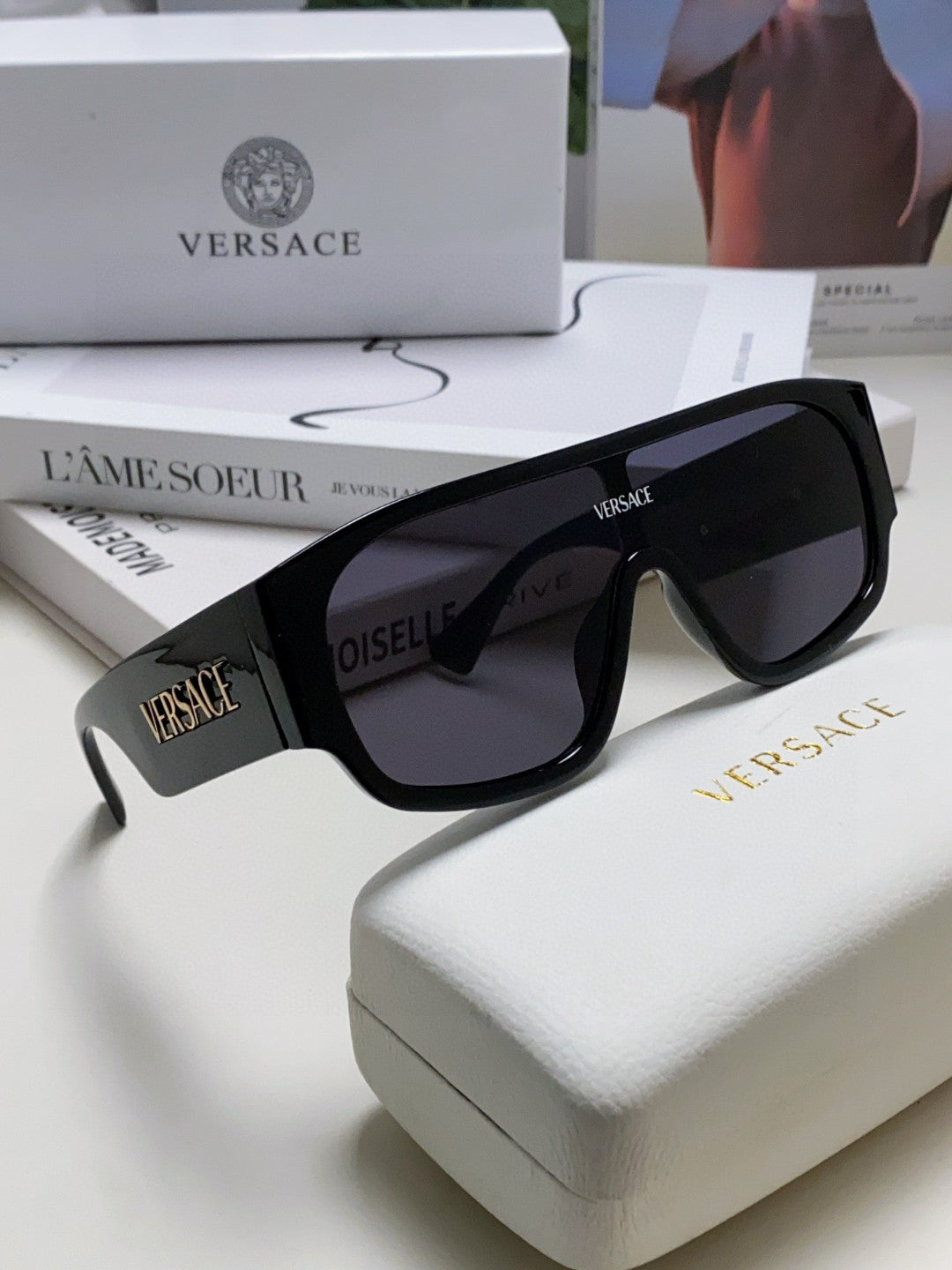 Versace Aviator Gold Lens Sunglasses for Men & Women