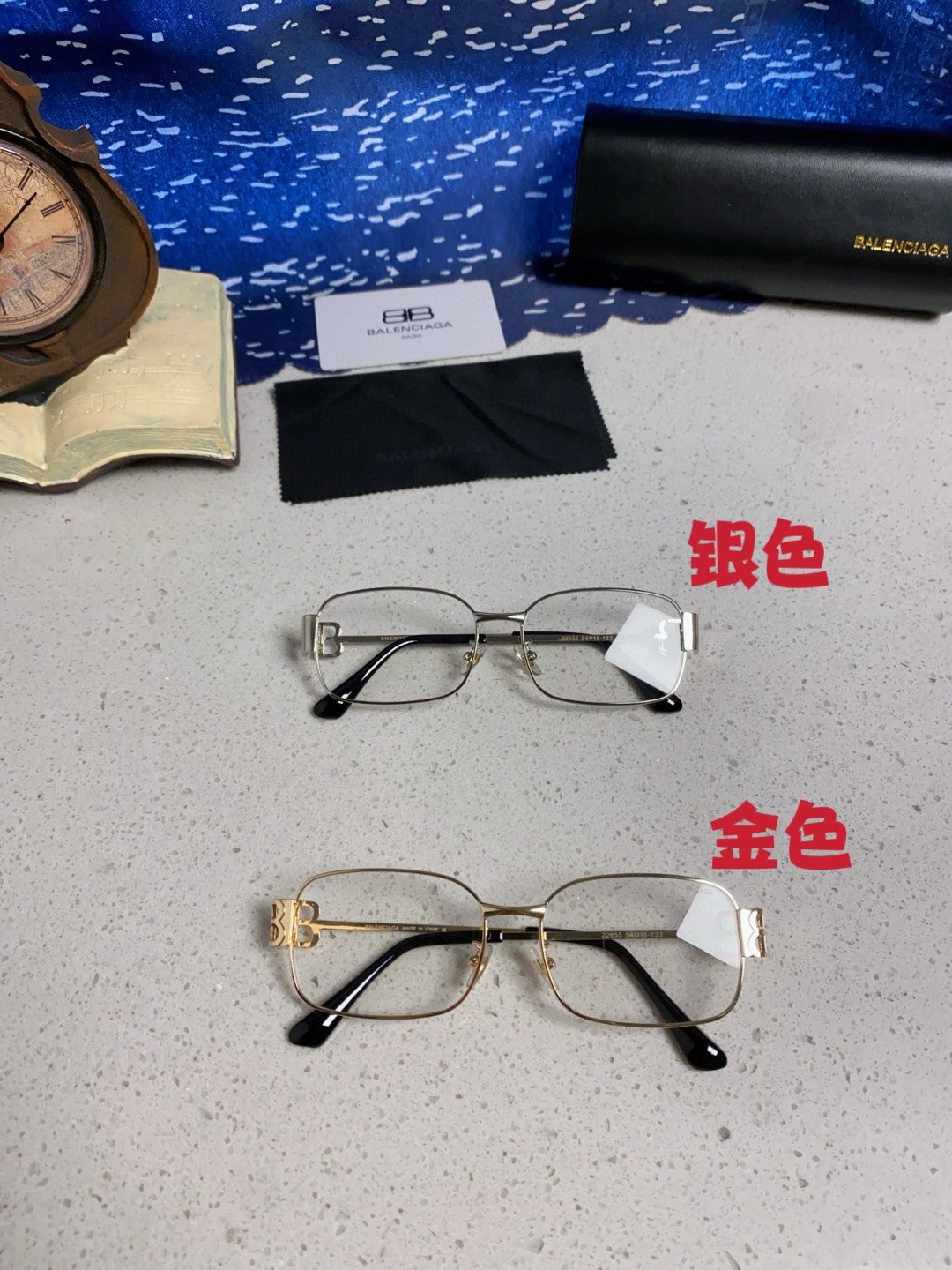 Balenciaga Metal Rectangular Gold Lens Sunglasses for Men & Women - detail image 12