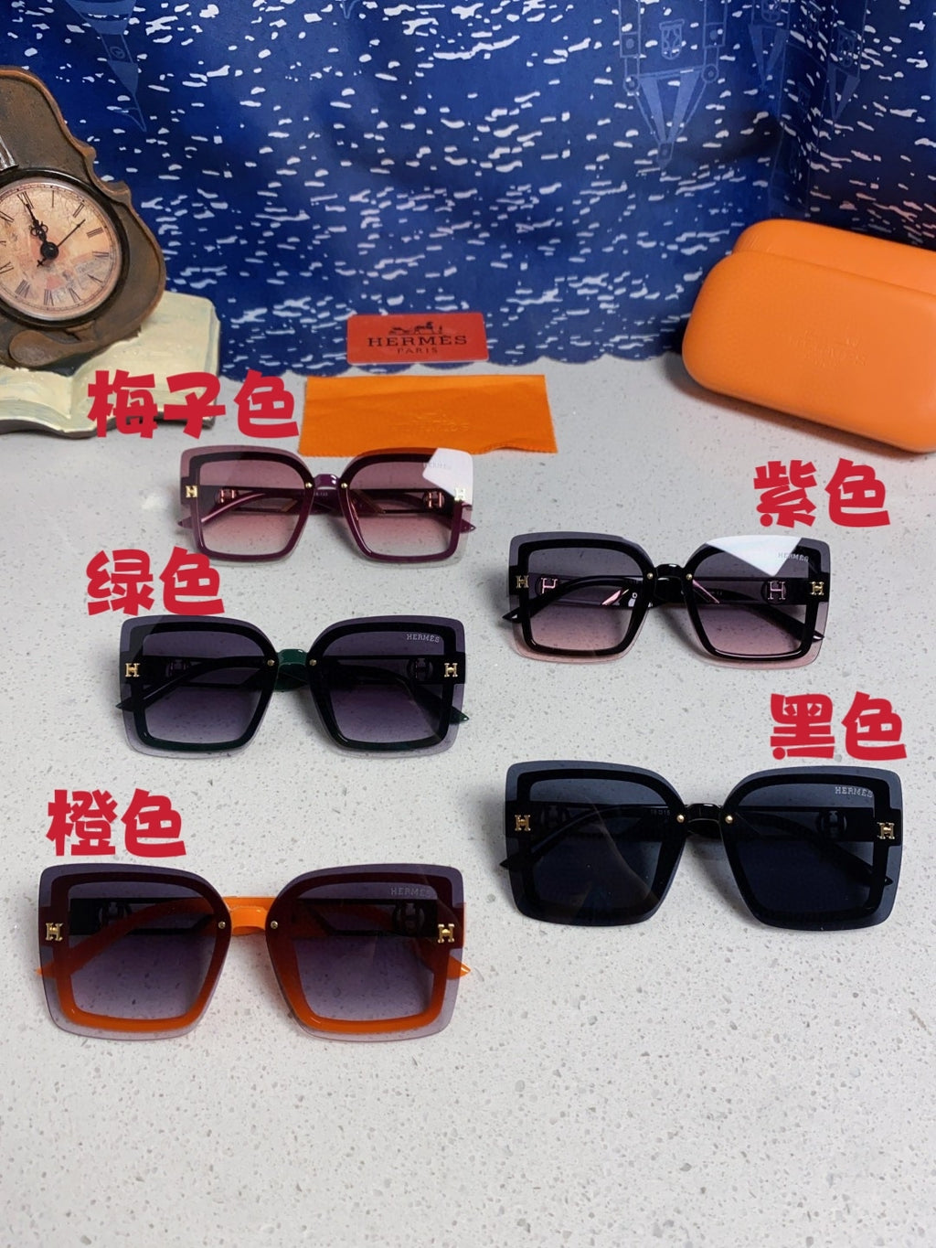 Hermès Square Blue Lens Sunglasses for Women - detail image 12