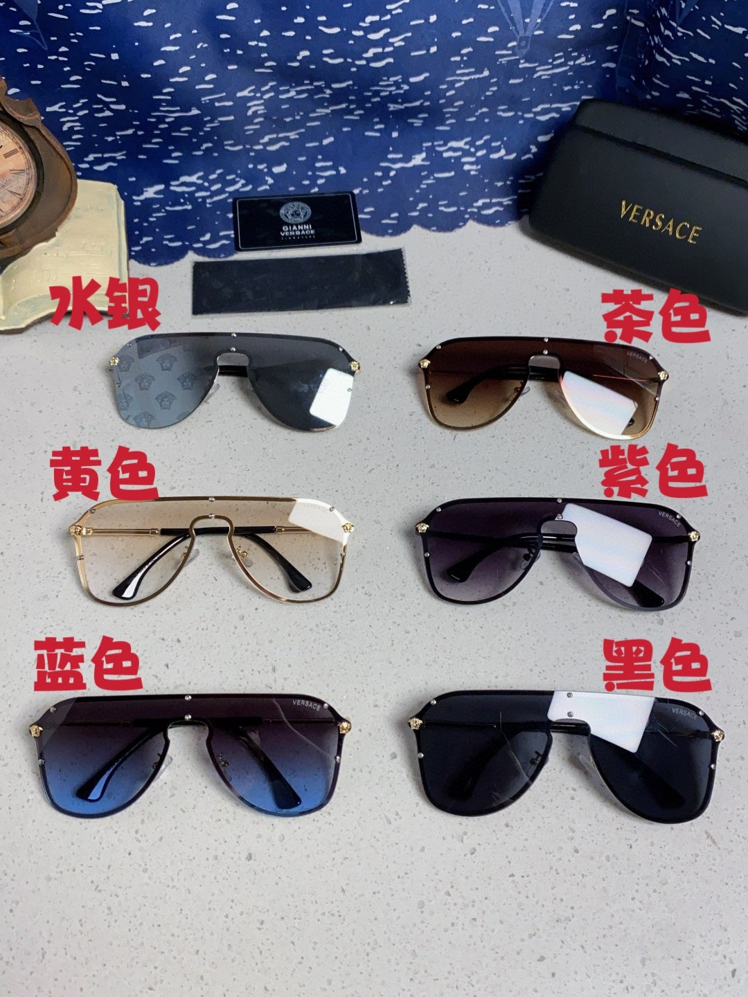 Versace Metal Oversized Silver Lens Sunglasses for Men & Women - 466220 - detail image 11