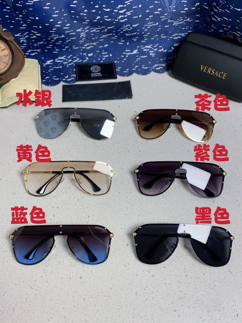 Versace Metal Oversized Silver Lens Sunglasses for Men & Women - 466216 - detail image 12