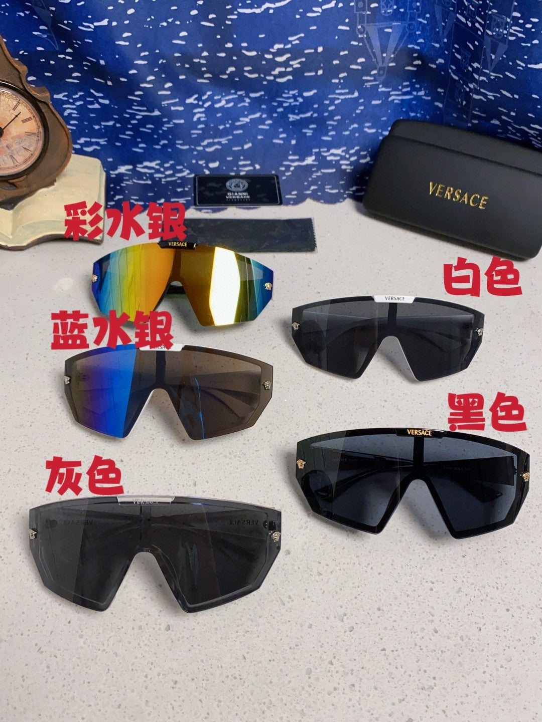 Versace Square Blue Lens Sunglasses for Men & Women - detail image 12
