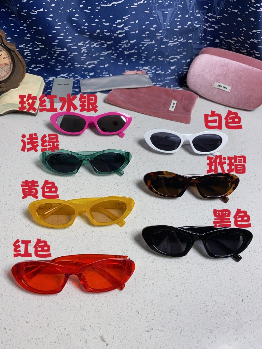 Miu Miu Cat-Eye Black Lens Sunglasses for Men & Women - 487632 - detail image 12