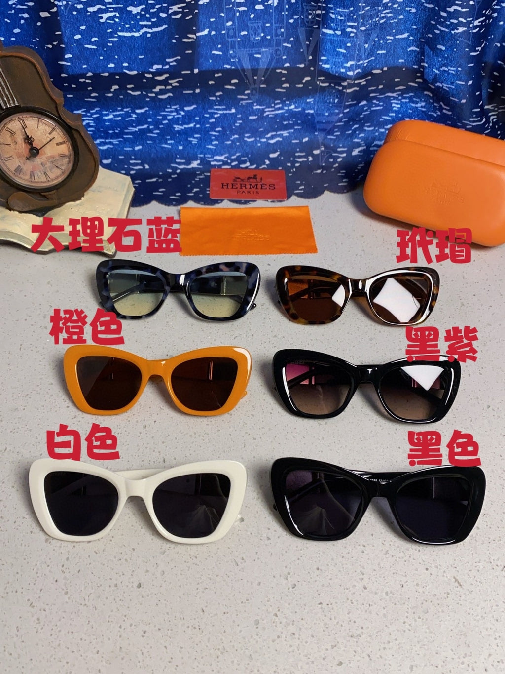 Hermès Cat-Eye Silver Lens Sunglasses for Men & Women - 488103 - detail image 12