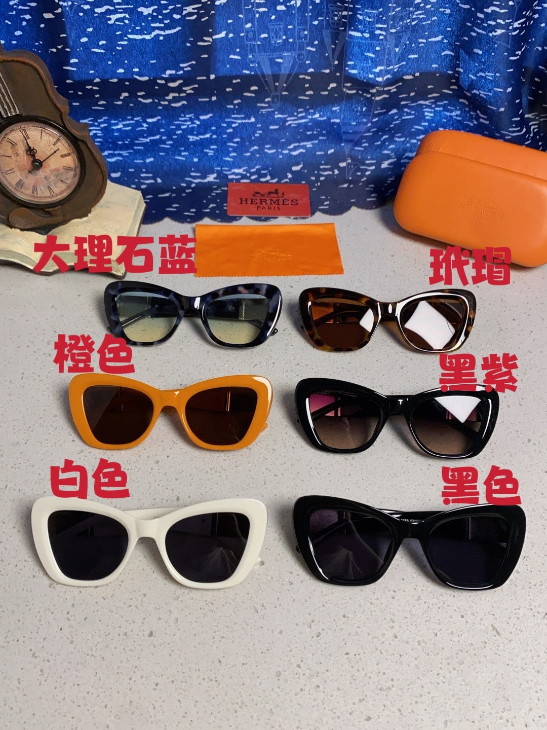 Hermès Cat-Eye Silver Lens Sunglasses for Men & Women - 488103 - detail image 12