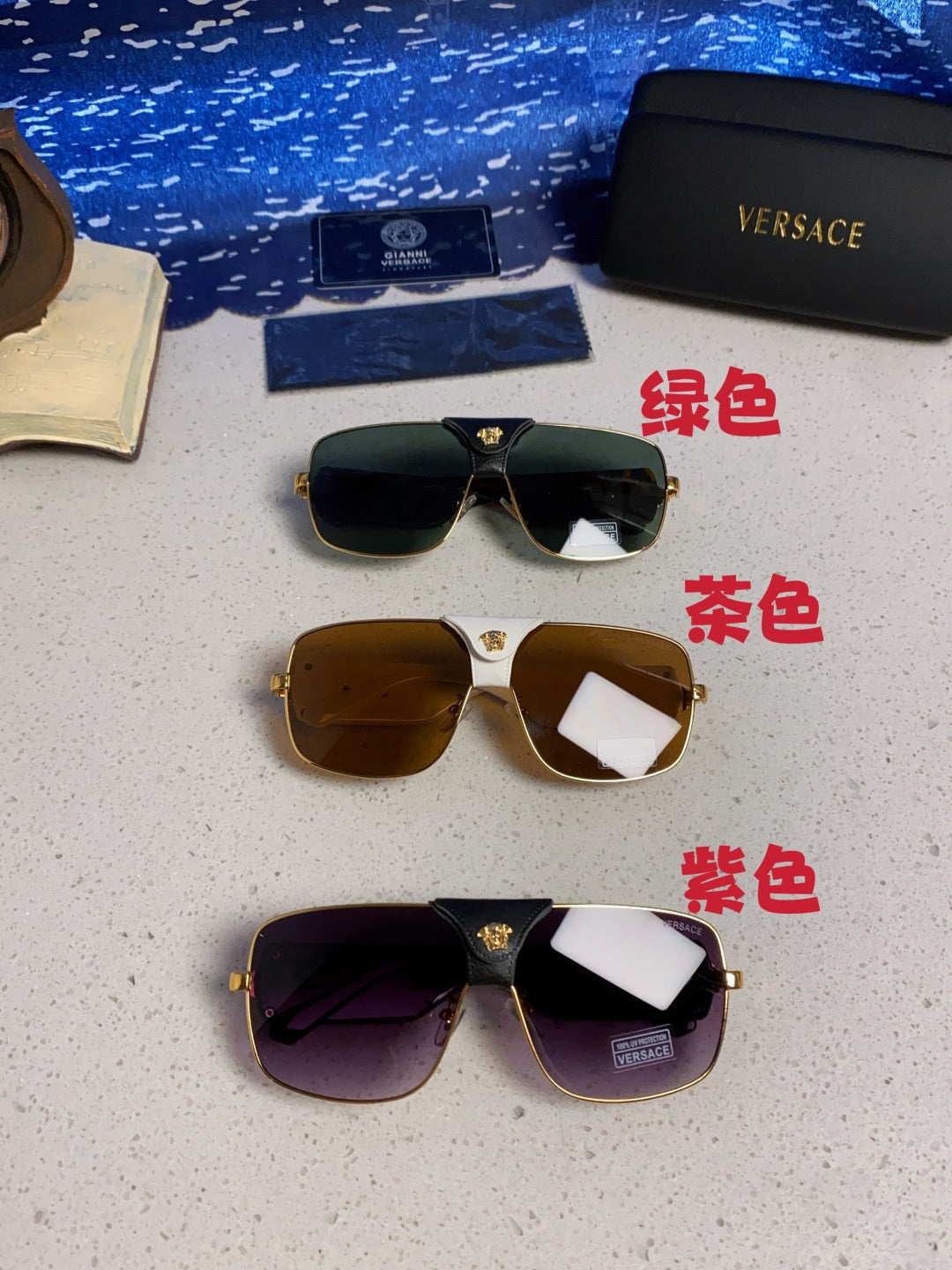 Versace Metal Square Silver Lens Sunglasses for Men & Women - detail image 12