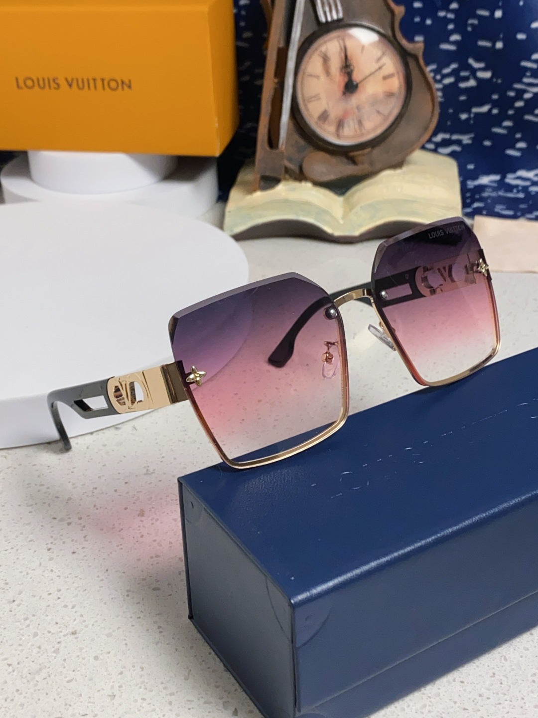 Louis Vuitton Metal Square Purple Lens Sunglasses for Men & Women - detail image 10