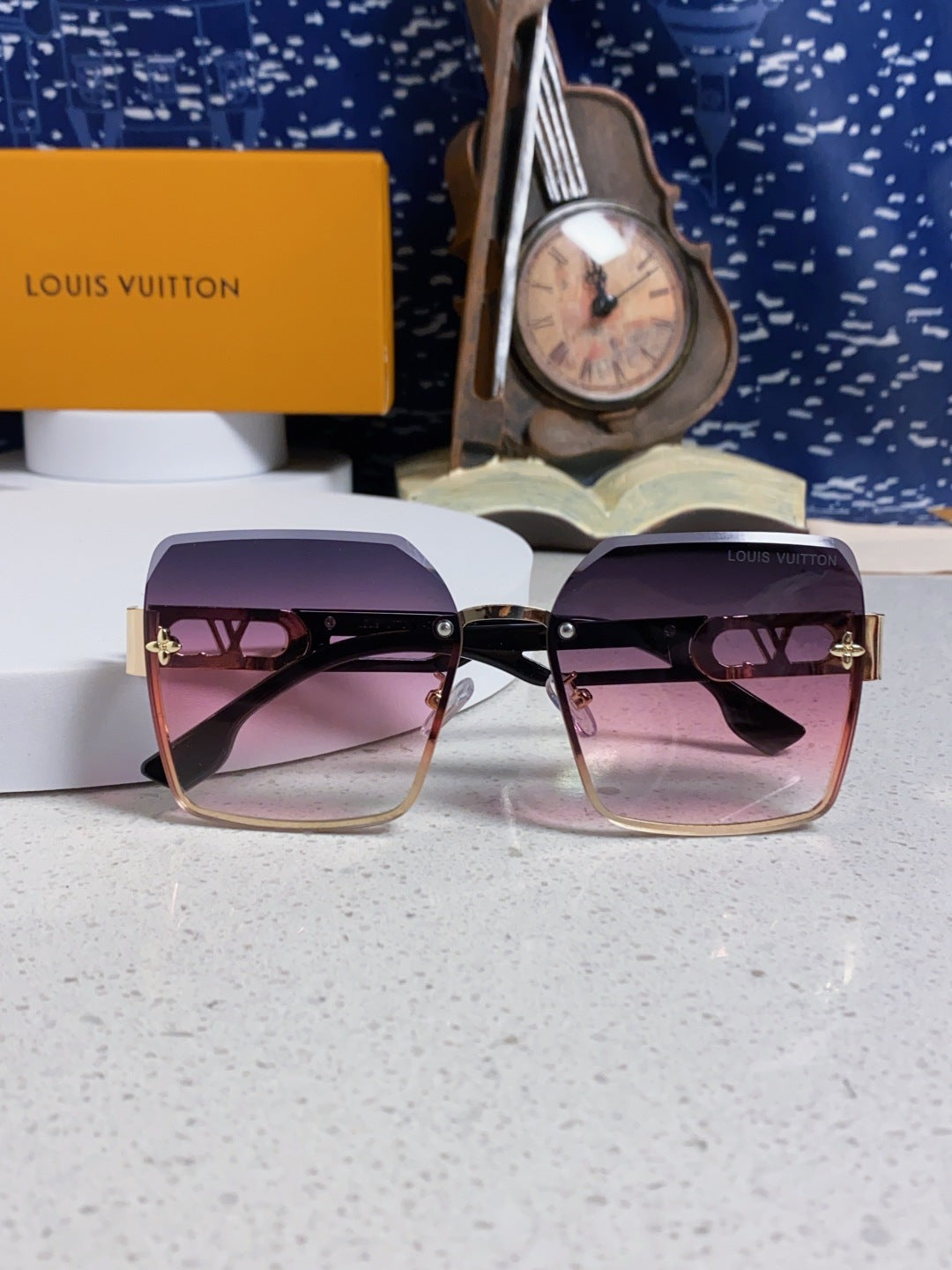 Louis Vuitton Metal Square Purple Lens Sunglasses for Men & Women - detail image 9