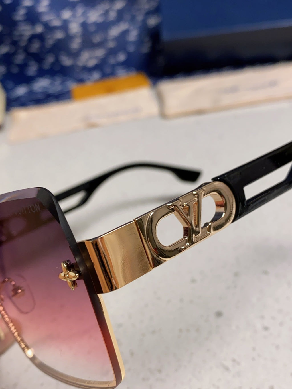 Louis Vuitton Metal Square Purple Lens Sunglasses for Men & Women - detail image 7