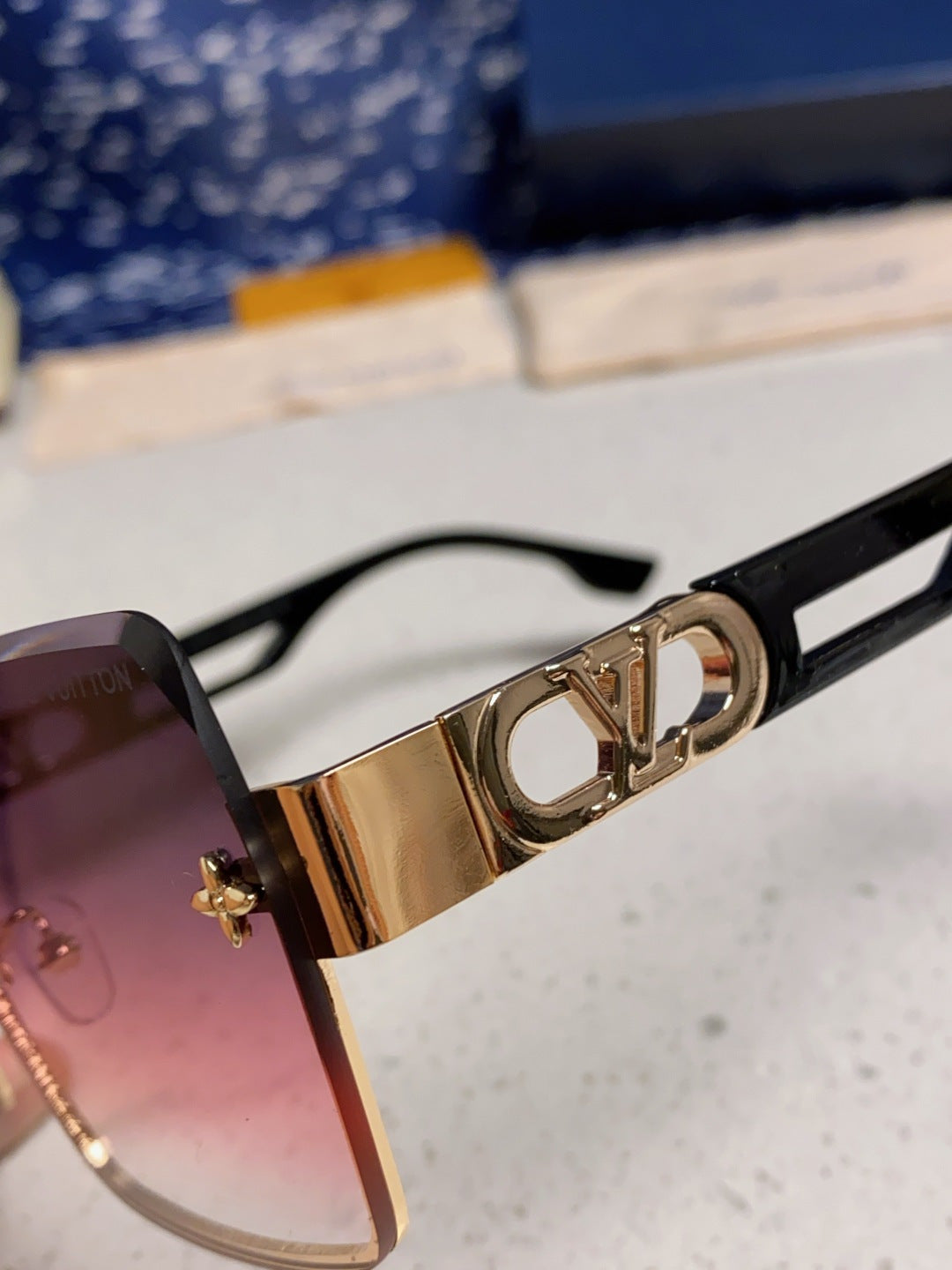 Louis Vuitton Metal Square Purple Lens Sunglasses for Men & Women - detail image 7