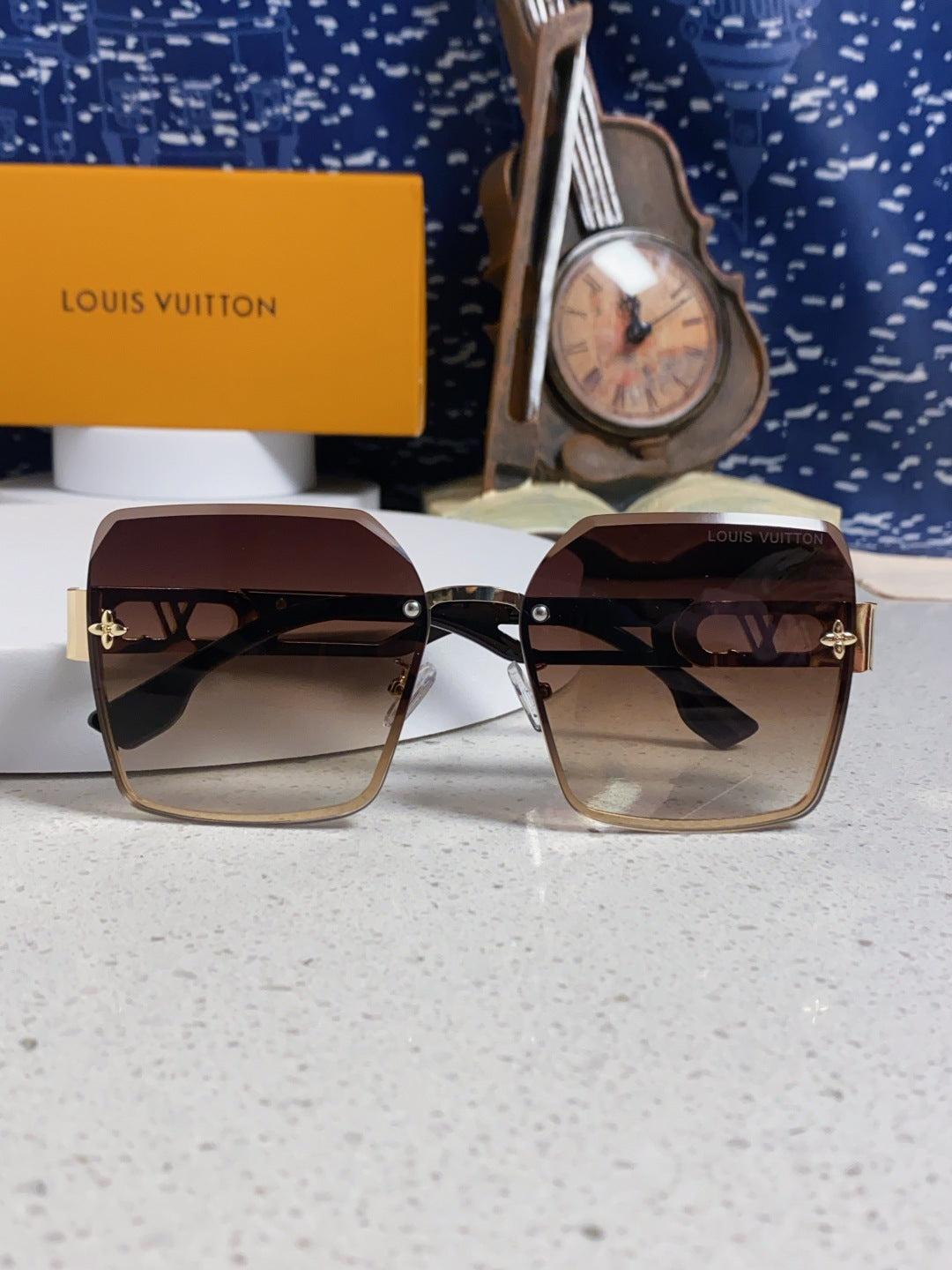 Louis Vuitton Metal Square Brown Lens Sunglasses for Men & Women - 414899 - detail image 9