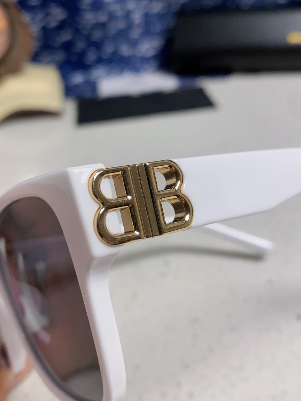 Balenciaga Folding Square Blue Lens Sunglasses for Men & Women - detail image 8