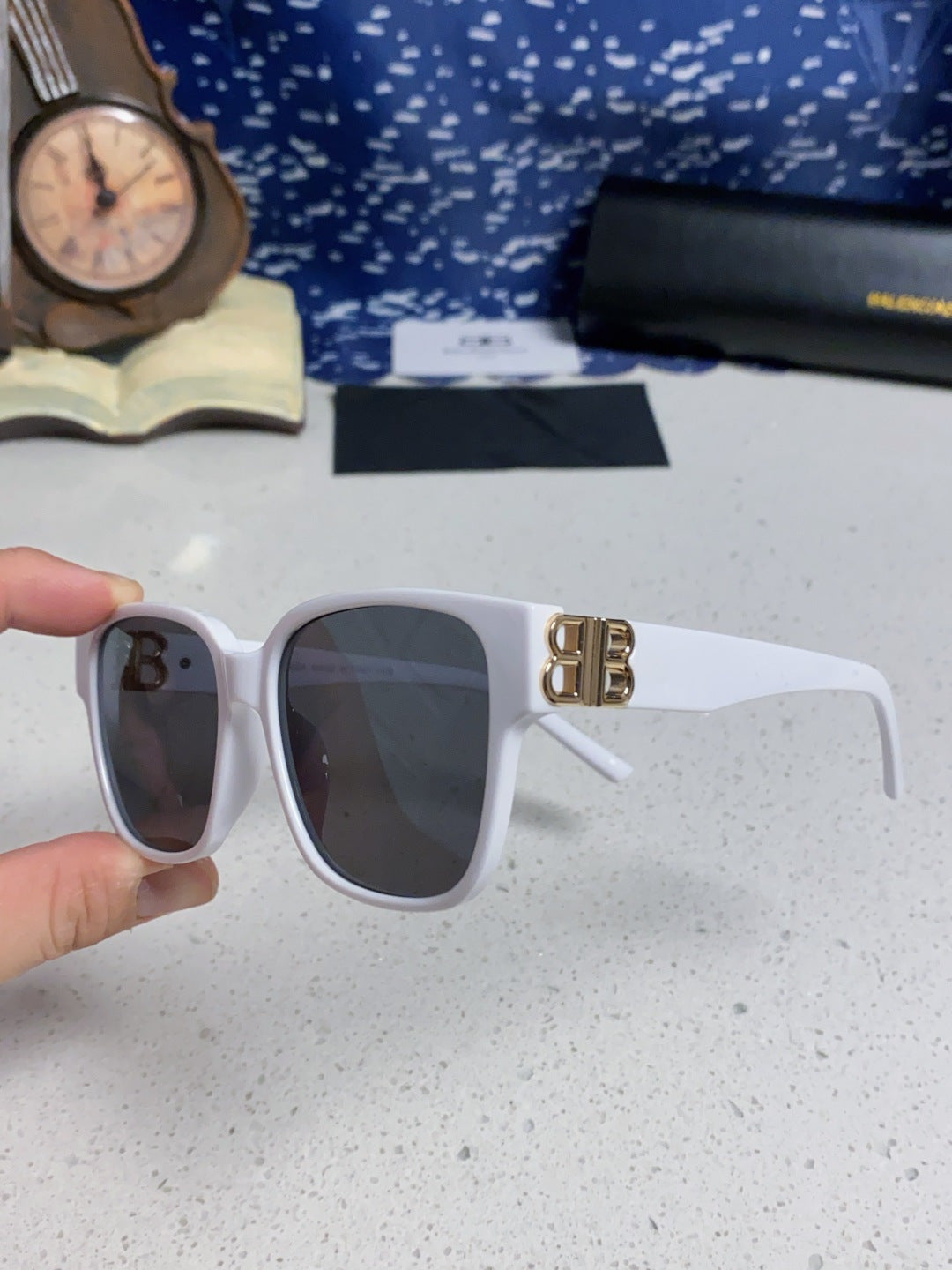 Balenciaga Folding Square Blue Lens Sunglasses for Men & Women - 416120 - detail image 7