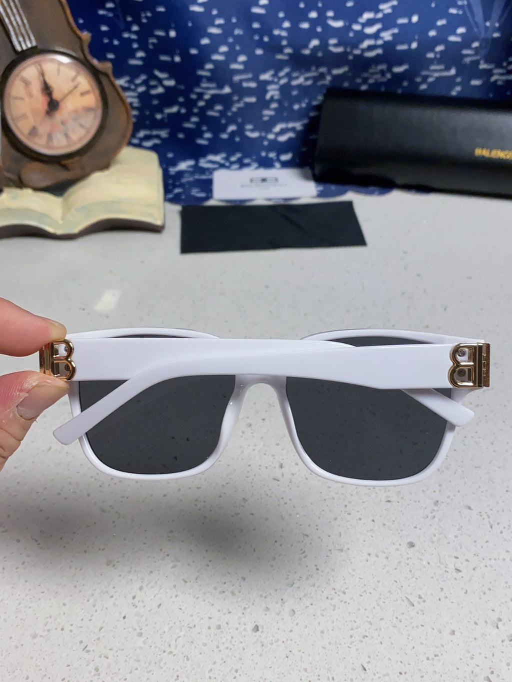 Balenciaga Folding Square Blue Lens Sunglasses for Men & Women - detail image 6